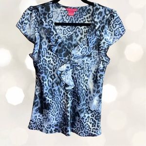Blue Leopard Blouse